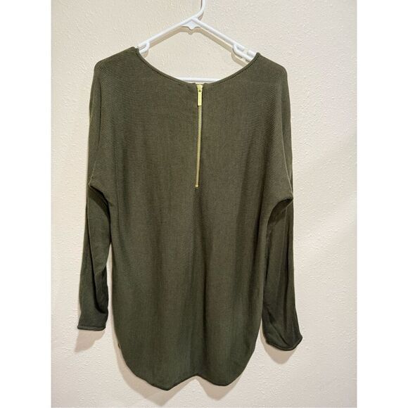 MICHAEL Michael Kors NWT Olive Green Tunic Sweater Gold Zipper Women’s Size Medi - Picture 2 of 5